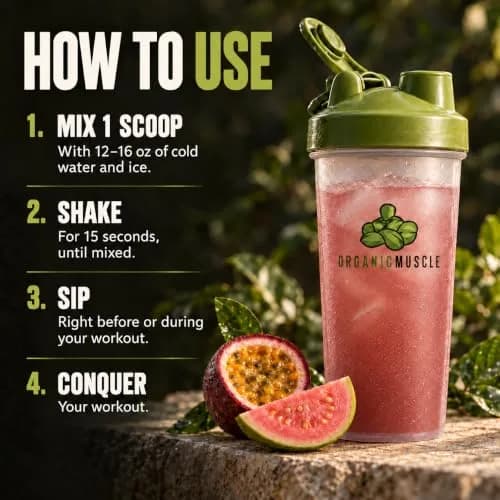 Organic Muscle Pre Workout Powder, Passionfruit Guava | USDA Organic, Vegan, Low Caffeine for Endurance thumbnail 6