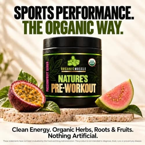 Organic Muscle Pre Workout Powder, Passionfruit Guava | USDA Organic, Vegan, Low Caffeine for Endurance thumbnail 8