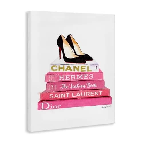 Stupell Industries Glam Pink Wall Art 16 x 20 Inch Canvas | Fashion Books & Pump Heels thumbnail 2