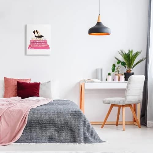 Stupell Industries Glam Pink Wall Art 16 x 20 Inch Canvas | Fashion Books & Pump Heels thumbnail 3