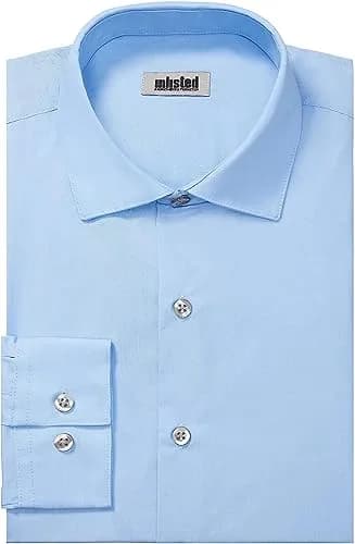 Kenneth Cole Unlisted Men's Dress Shirt Slim Fit Solid Light Blue 17"-17.5" Neck 36"-37" Sleeve thumbnail 4