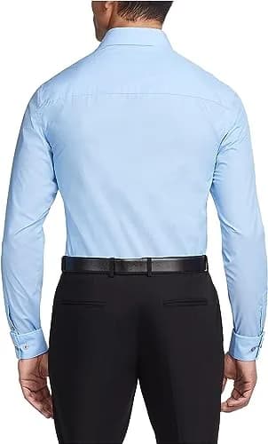 Kenneth Cole Unlisted Men's Dress Shirt Slim Fit Solid Light Blue 17"-17.5" Neck 36"-37" Sleeve thumbnail 2