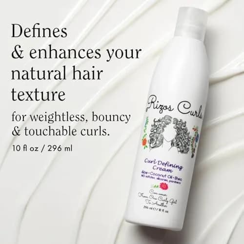 Rizos Curls Curl Defining Cream for Wavy, Curly, Coily Hair – Frizz Control, Defines, Softens, Moisturizes, Adds Shine for 1a–4c Hair Types – Sulfate & Paraben thumbnail 2