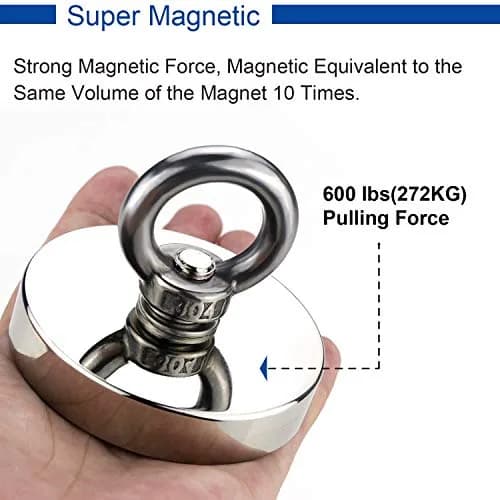 DIYMAG Fishing Magnet with Countersunk Hole 75mm (2.95") 650 LBS Pulling Force | Heavy Duty Neodymium Rare Earth Magnet for Lifting and Retrieval thumbnail 4