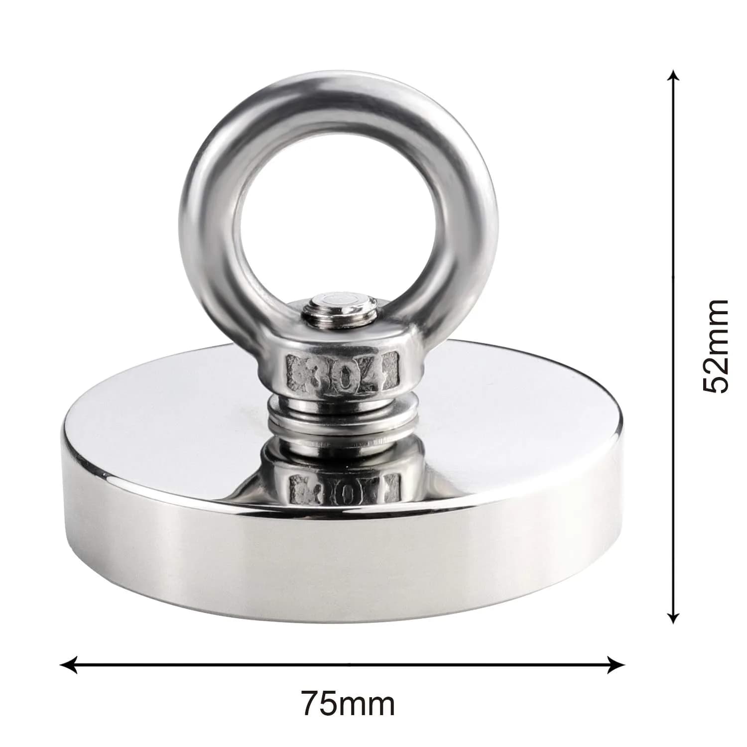 DIYMAG Fishing Magnet with Countersunk Hole 75mm (2.95") 650 LBS Pulling Force | Heavy Duty Neodymium Rare Earth Magnet for Lifting and Retrieval - view 2