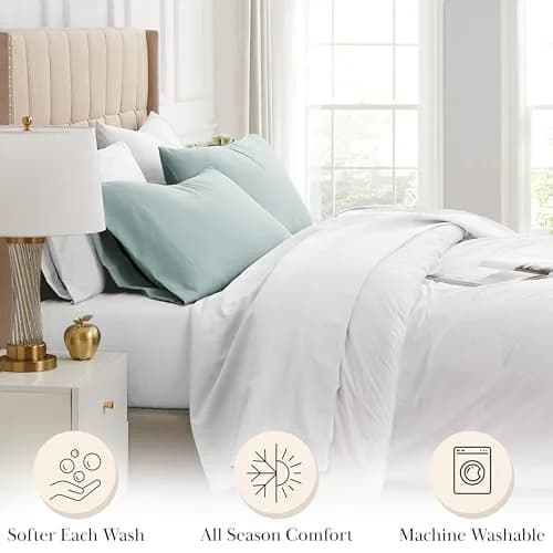 Southshore Fine Living 2-Piece King Ultra-Soft Pillow Cases, Sky Blue | Microfiber, Envelope Closure thumbnail 2