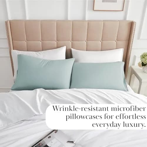Southshore Fine Living 2-Piece King Ultra-Soft Pillow Cases, Sky Blue | Microfiber, Envelope Closure thumbnail 3