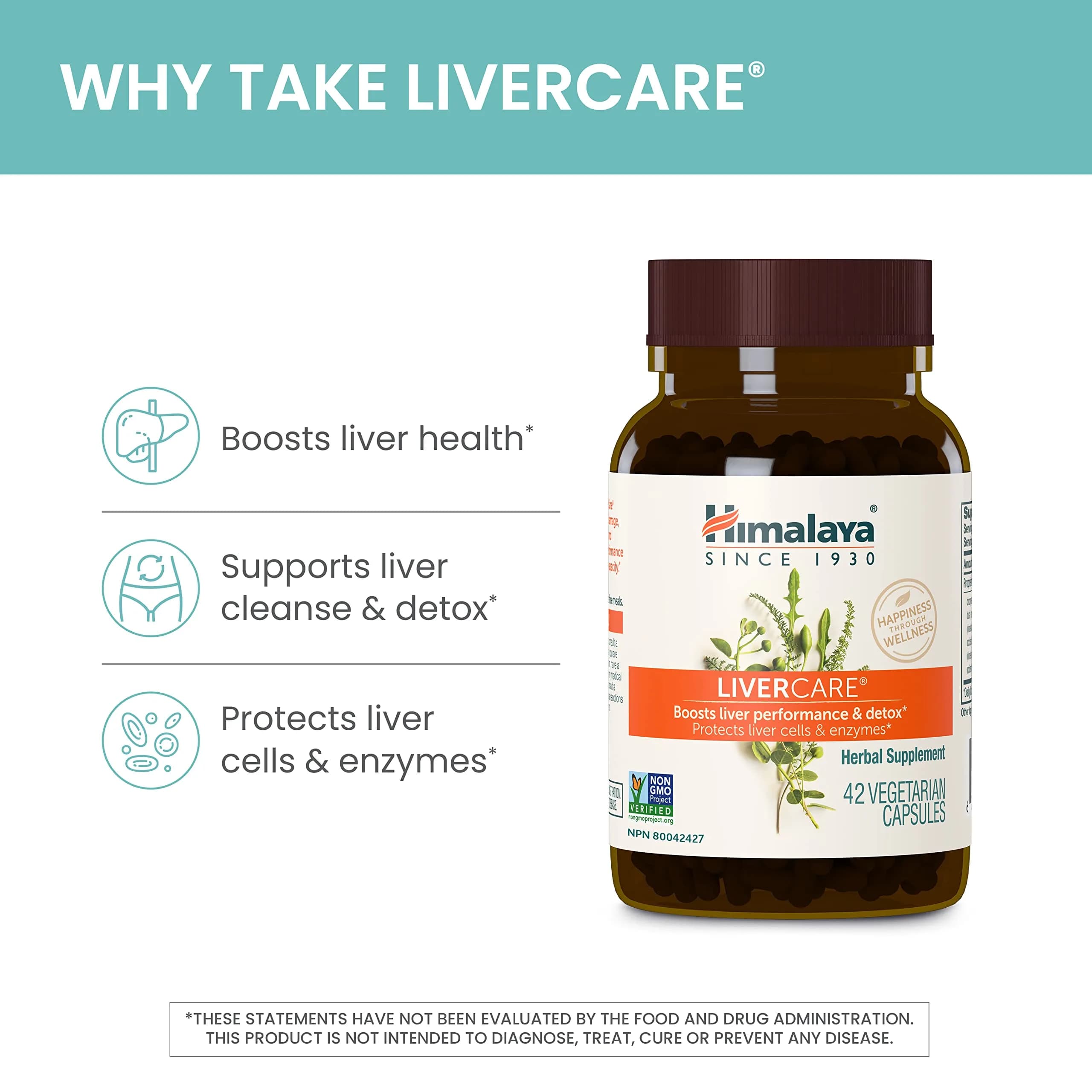 Himalaya LiverCare Unflavoured Herbal Supplement, 42 Capsules | Supports Liver Detox & Function - view 3