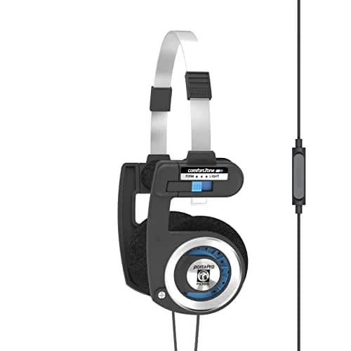 Koss Porta Pro with Microphone and Remote On-Ear Headphones | Wired Plug, Black/Silver thumbnail 1