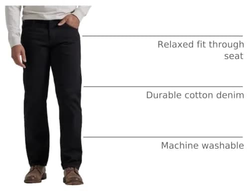 Wrangler Authentics Classic 5-pocket Relaxed Fit Cotton Jean, Black, 33W x 32L | Casual Comfort for Men thumbnail 4