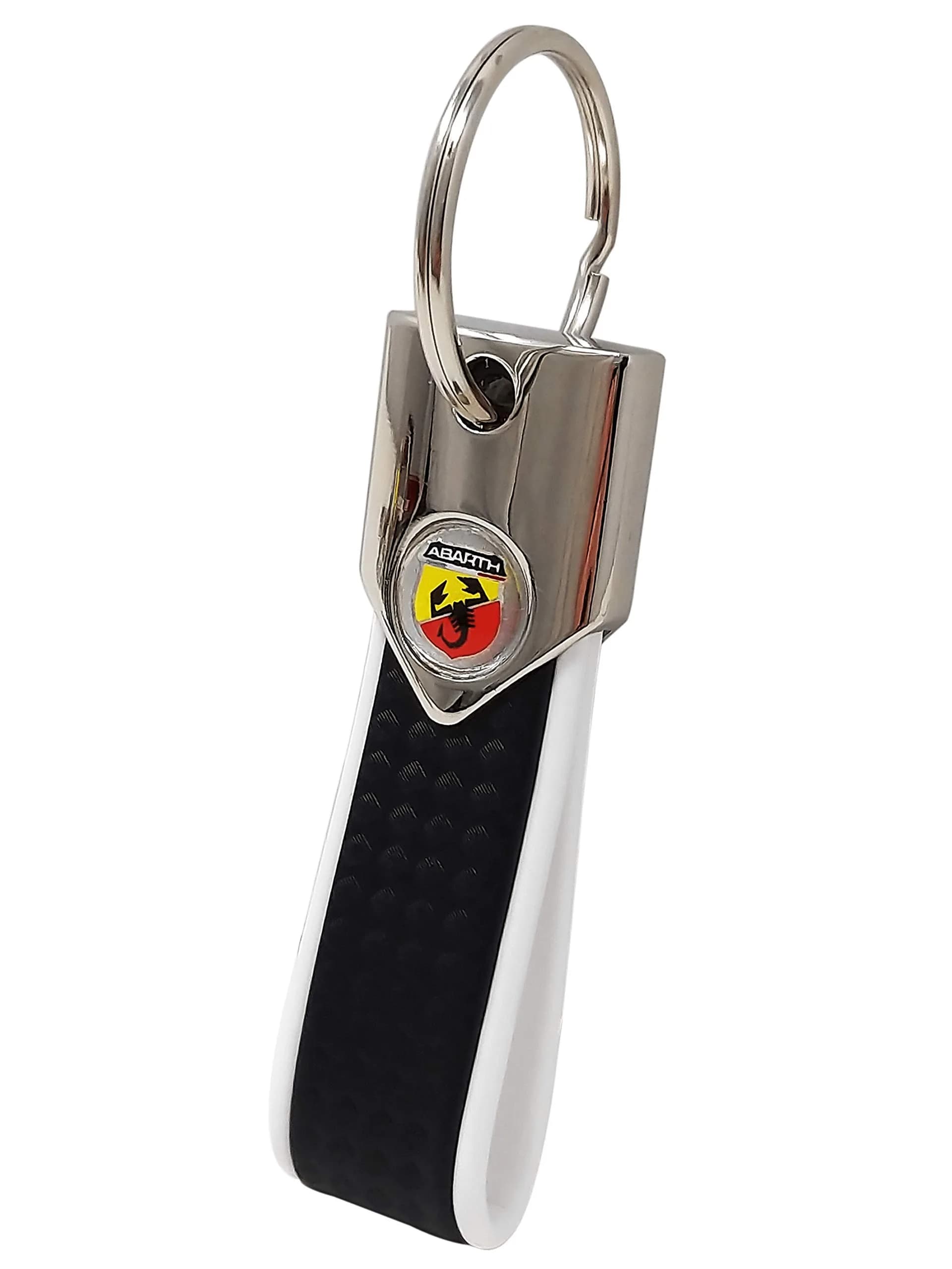 Abarth Official Key Ring, White Carbon | Authentic Sporty Car Accessory