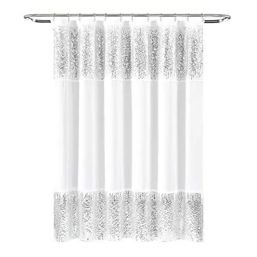 Lush Decor Shimmer Sequins Shower Curtain 70"W x 72"L Silver | Glam Bathroom Decor thumbnail 4