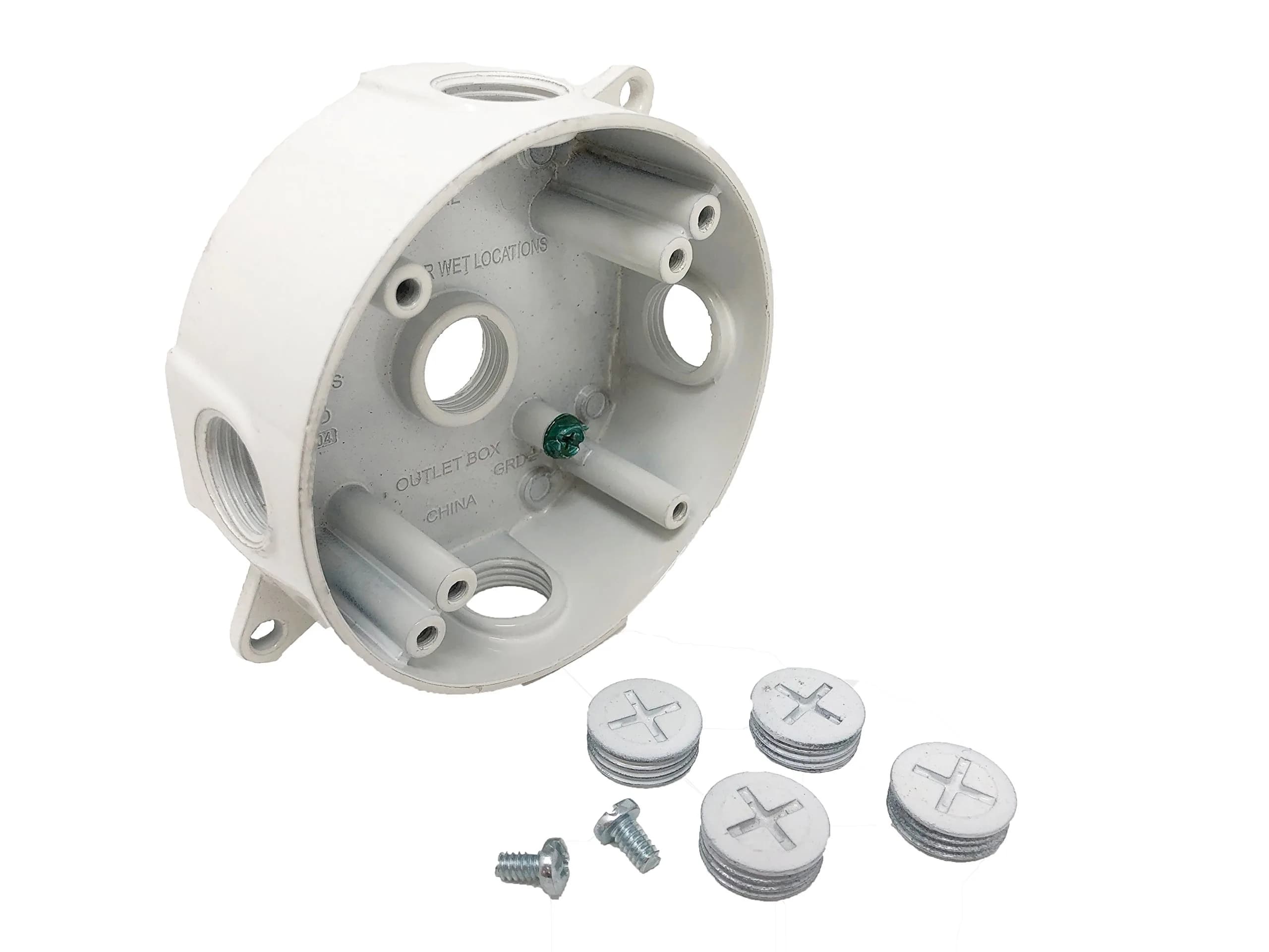Sealproof Weatherproof Round Electrical Outlet Box 1/2" | Heavy Duty Aluminum, White - main product image