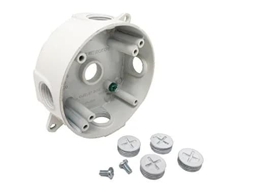 Sealproof Weatherproof Round Electrical Outlet Box 1/2" | Heavy Duty Aluminum, White thumbnail 1
