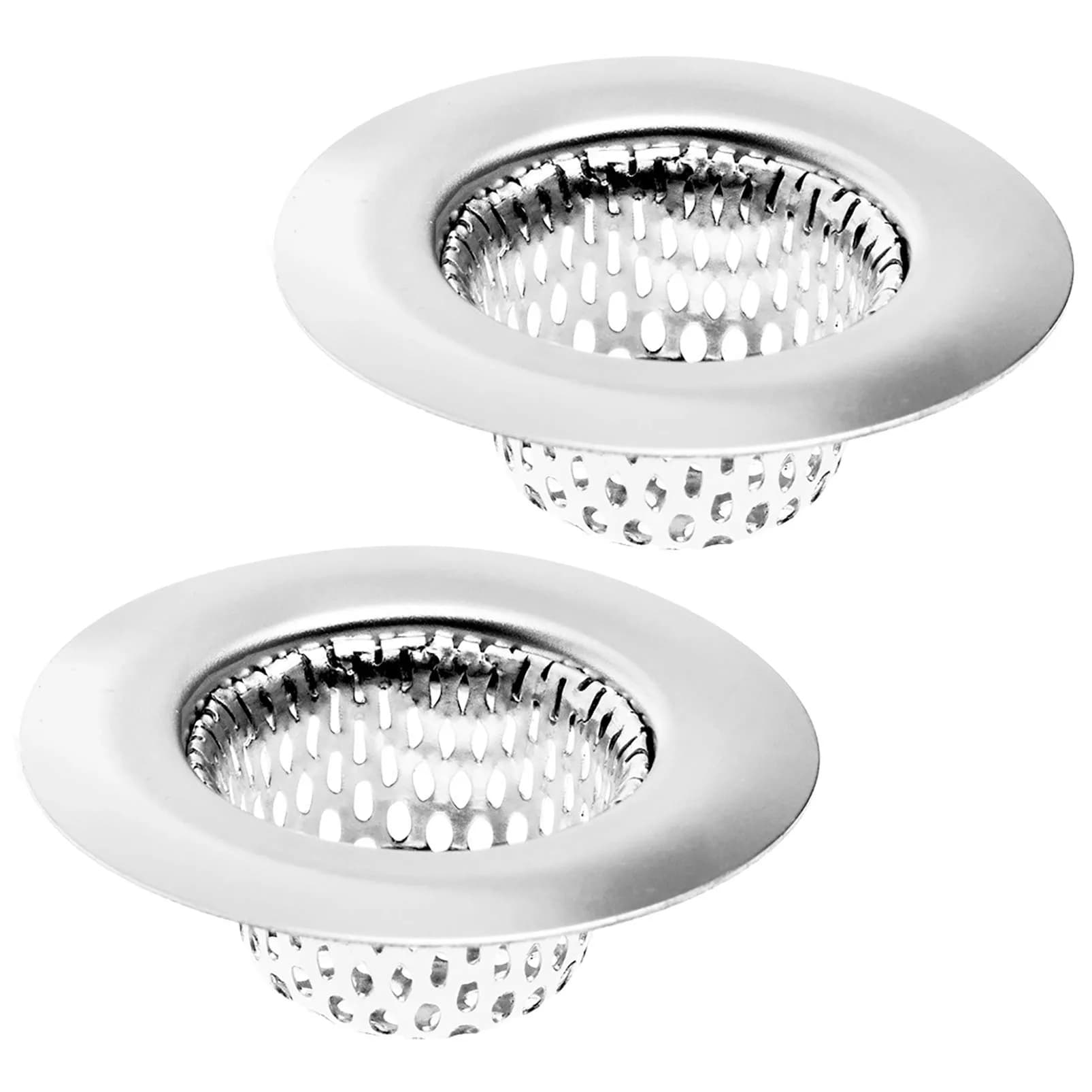 Hilltop Products 2 Pack Stainless Steel Sink Strainer Basket 5.4cm (2.13") Top / 2.5cm (1") Basket, Silver | Rust-Resistant Hair Catcher for Bathroom & Utility Sinks