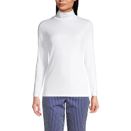 Lands' End Supima Cotton Turtleneck X-Large White | Versatile Casual & Workwear thumbnail 1
