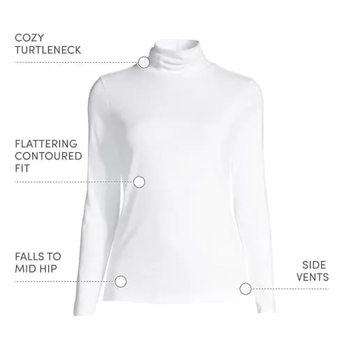 Lands' End Supima Cotton Turtleneck X-Large White | Versatile Casual & Workwear thumbnail 3
