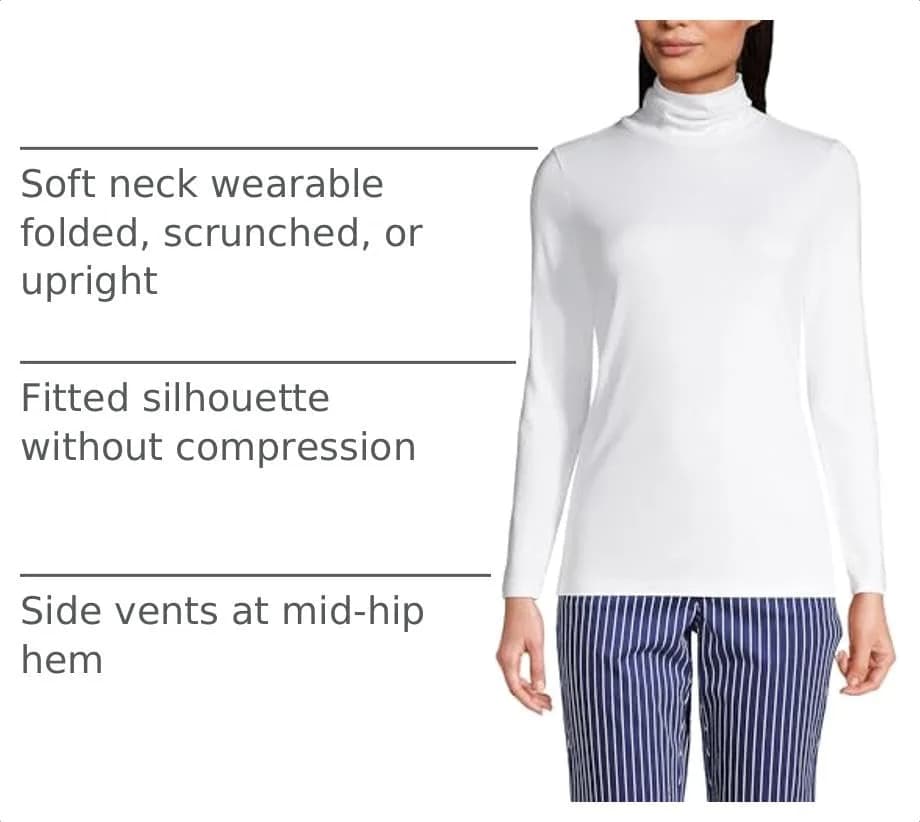 Lands' End Supima Cotton Turtleneck X-Large White | Versatile Casual & Workwear thumbnail 4