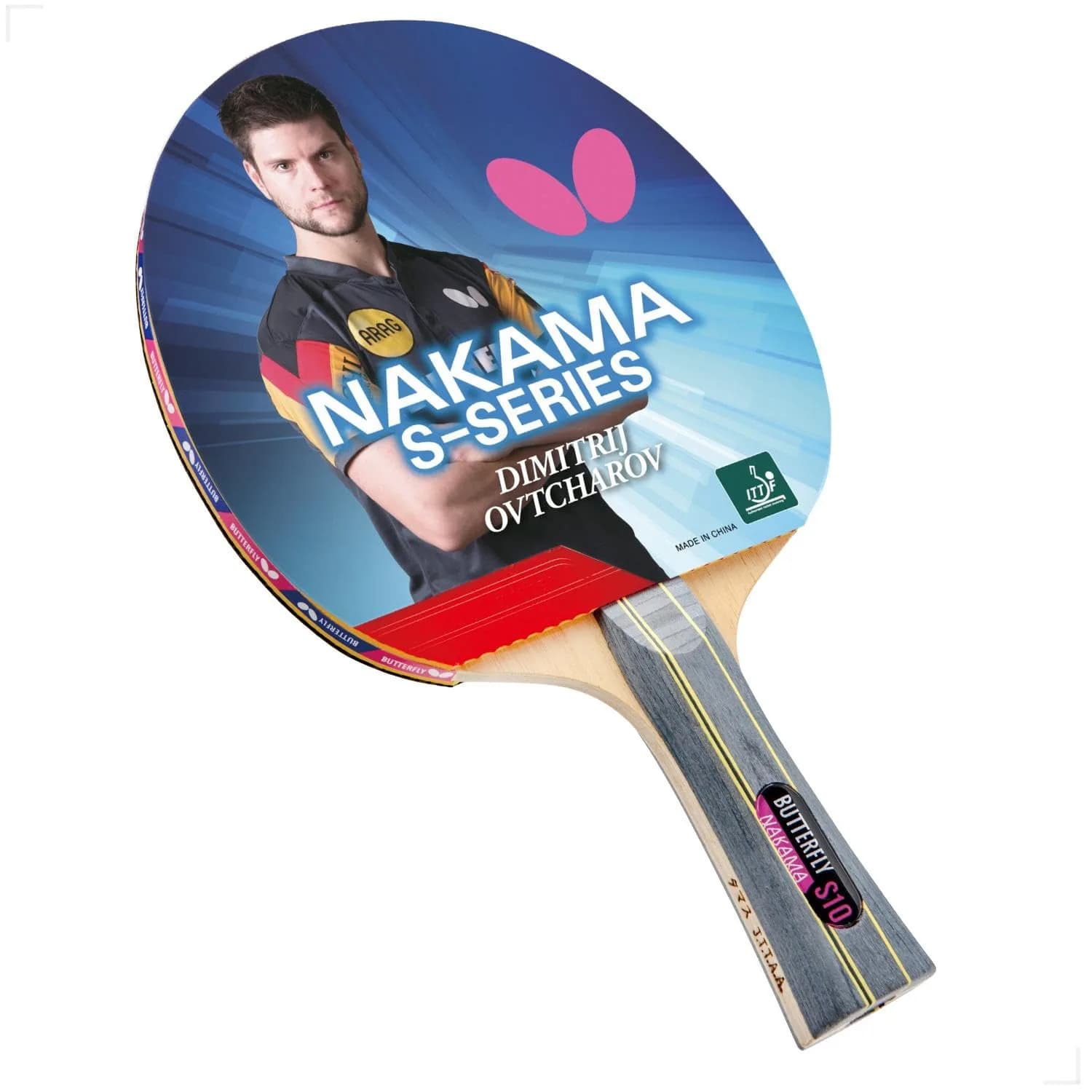 Butterfly Nakama S-10 Table Tennis Racket – ITTF Approved Ping Pong Paddle with Wakaba Rubber & 2 Balls - main product image