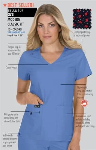 KOI Becca Women's 4-Pocket Stretch Scrub Top Black Large | Comfortable, Stylish & Durable thumbnail 5