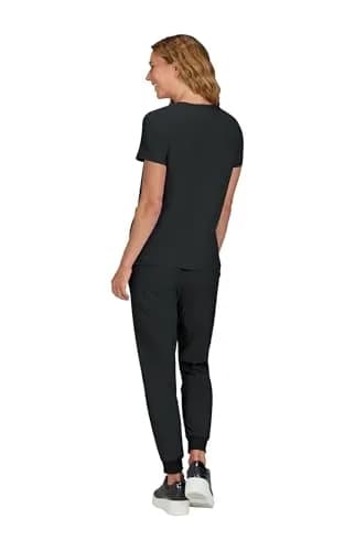 KOI Becca Women's 4-Pocket Stretch Scrub Top Black Large | Comfortable, Stylish & Durable thumbnail 2