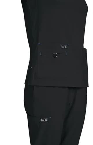 KOI Becca Women's 4-Pocket Stretch Scrub Top Black Large | Comfortable, Stylish & Durable thumbnail 3
