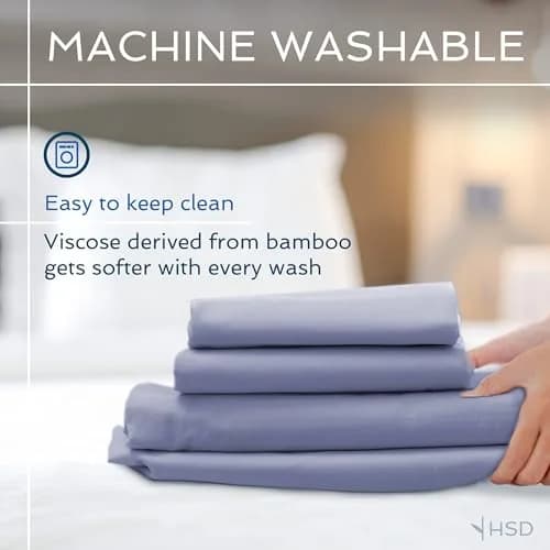 Hotel Sheets Direct Dark Gray Bamboo Viscose Sheet Set California King | 259cm x 274cm (102" x 108") Flat Sheet thumbnail 6