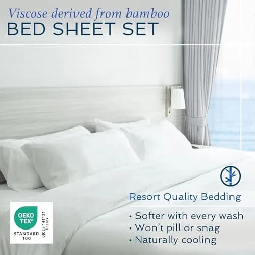 Hotel Sheets Direct Dark Gray Bamboo Viscose Sheet Set California King | 259cm x 274cm (102" x 108") Flat Sheet thumbnail 2