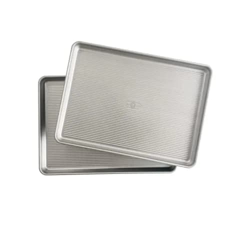 USA Pan Bakeware Half Sheet Pan Set of 2 | Aluminized Steel Baking Sheets 44.5cm x 31.1cm (17.5" x 12.25") — Aluminized Steel