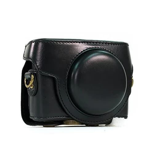 ENJOY-UNIQUE PU Leather Camera Bag Case for Sony RX100 Series (Black) | Detachable Front Cap & Tripod Mount thumbnail 6