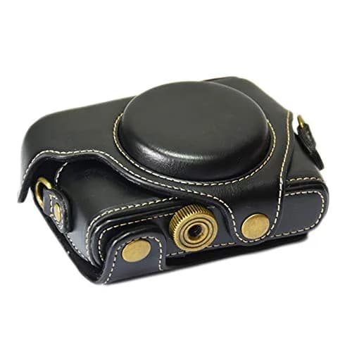 ENJOY-UNIQUE PU Leather Camera Bag Case for Sony RX100 Series (Black) | Detachable Front Cap & Tripod Mount thumbnail 3