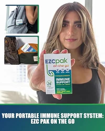 EZC Pak On The Go Immune System Booster with Echinacea, Vitamin C, Zinc | Travel-Friendly, Physician Formulated, Vegetarian thumbnail 7