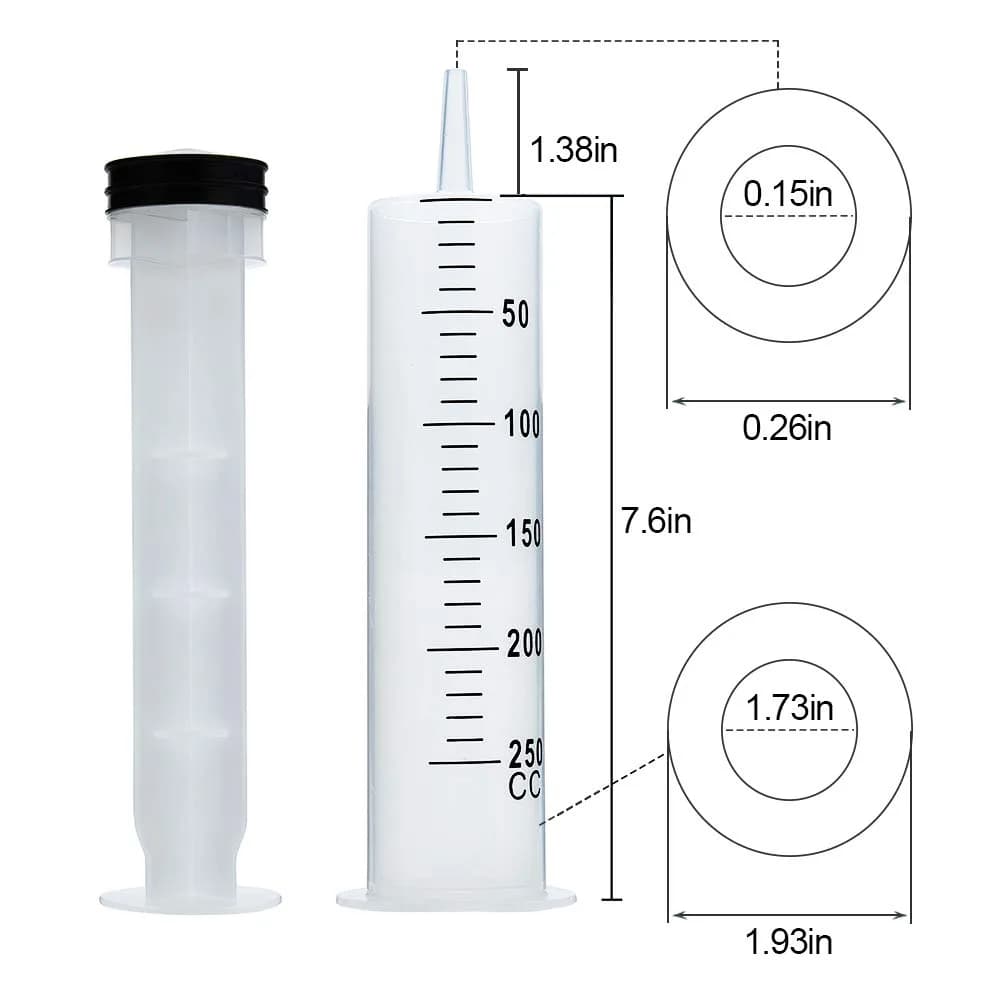 A AKRAF 250ml Extra Large Plastic Syringe | Industrial Use & Lab Experiments - view 5