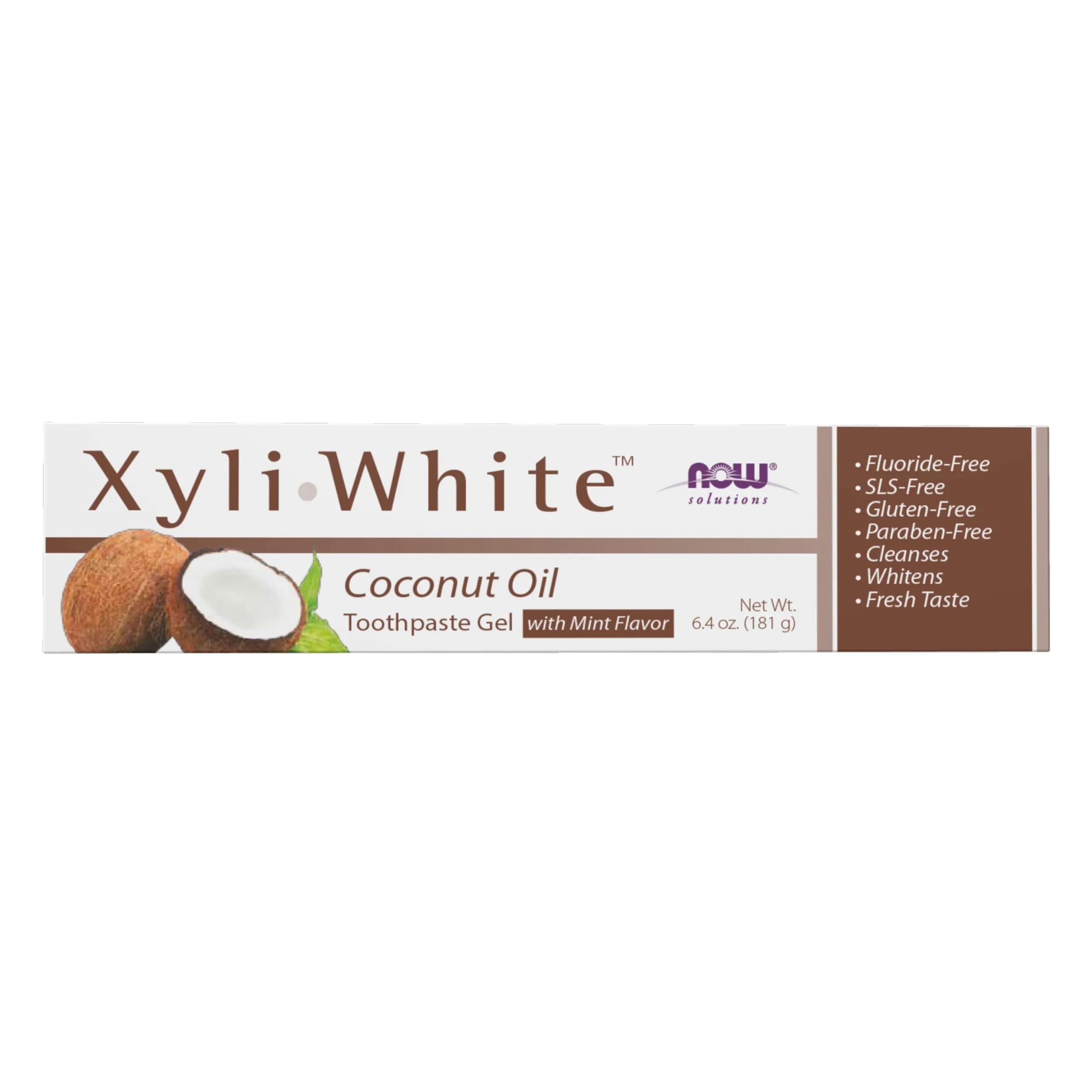 NOW Xyliwhite™ Toothpaste Gel, Coconut Oil, 6.4 oz | Fluoride-Free, Whitens & Refreshes — Coconut Oil