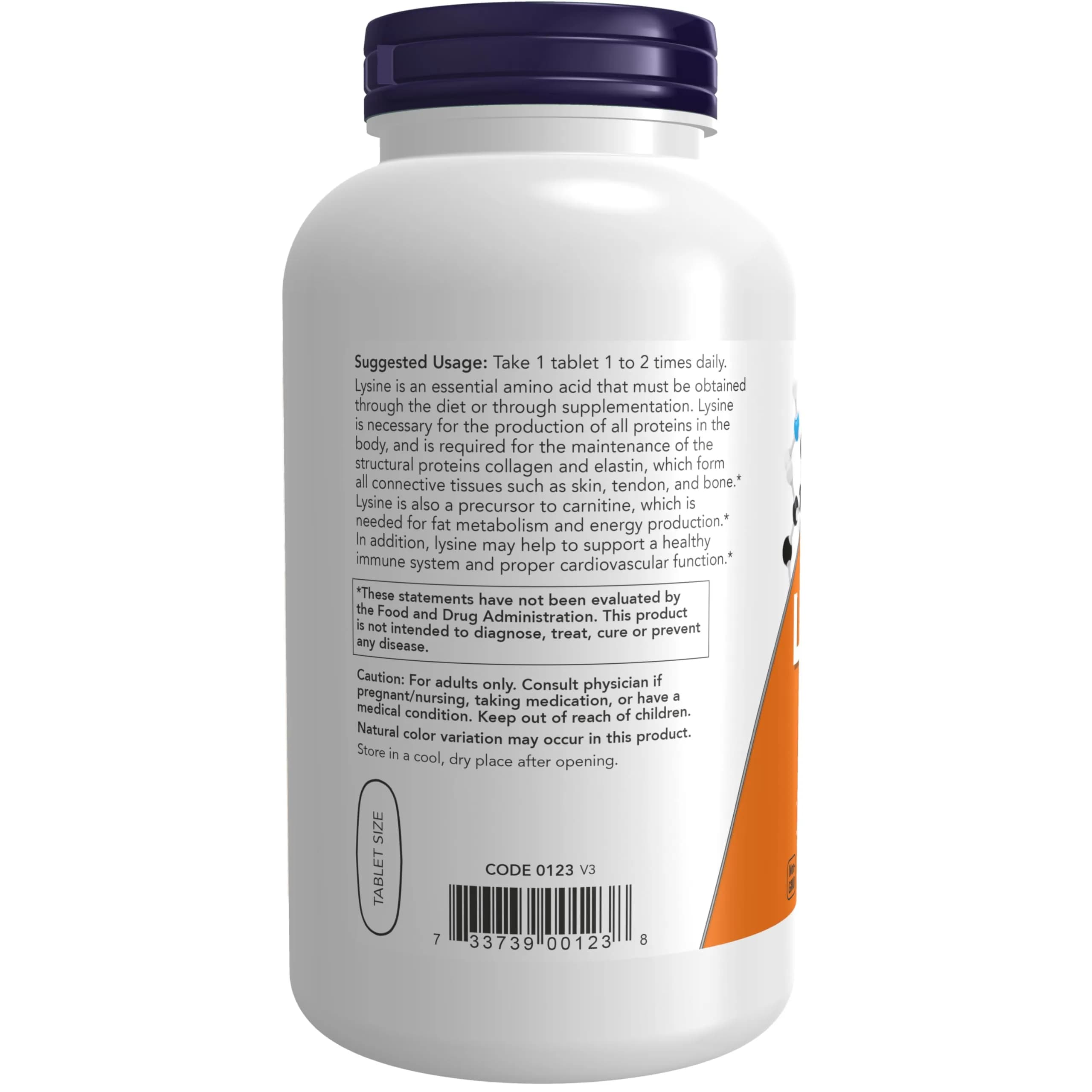 NOW Foods L-Lysine 1,000 mg Double Strength Tablets | Essential Amino Acid, 250 Count (1000 mg) - view 3