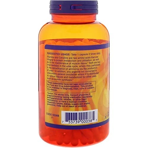 NOW Foods Arginine & Citrulline 500 mg/ 250 mg Amino Acids 240 Veg Capsules | Informed-Choice Certified thumbnail 3