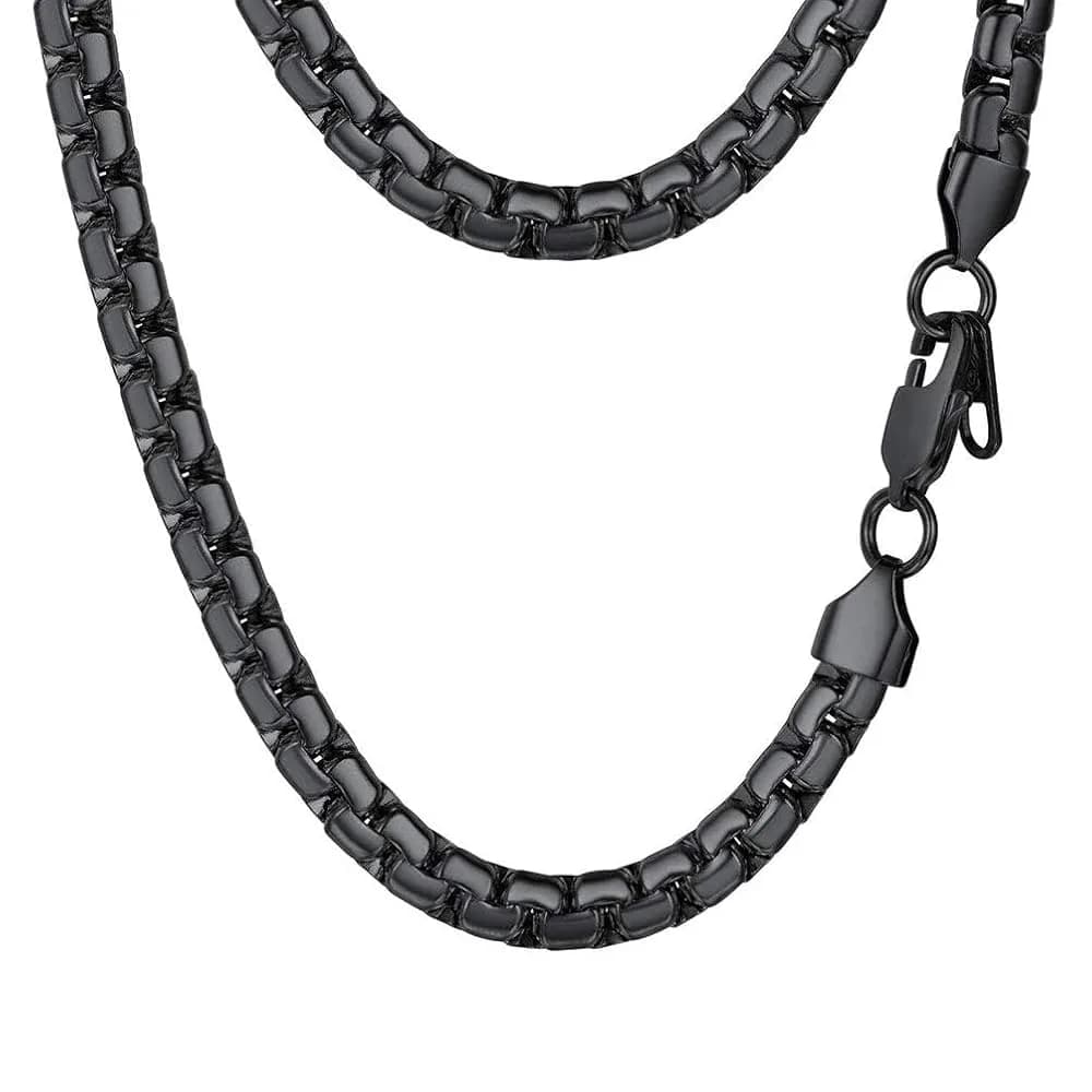 PROSTEEL Black Layered Necklace Flat Link Chain 71cm (28 inch) | Gothic Statement Jewelry — 28 inch(71cm)