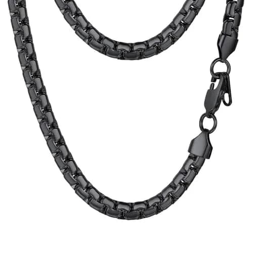 PROSTEEL Black Layered Necklace Flat Link Chain 71cm (28 inch) | Gothic Statement Jewelry thumbnail 1