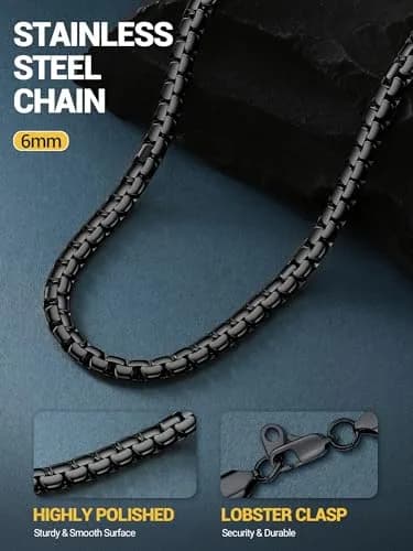 PROSTEEL Black Layered Necklace Flat Link Chain 71cm (28 inch) | Gothic Statement Jewelry thumbnail 4