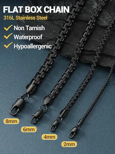 PROSTEEL Black Layered Necklace Flat Link Chain 71cm (28 inch) | Gothic Statement Jewelry thumbnail 5