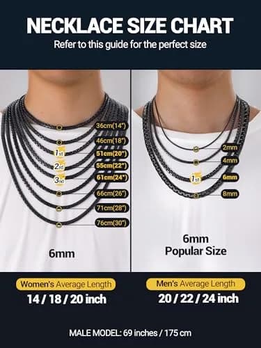 PROSTEEL Black Layered Necklace Flat Link Chain 71cm (28 inch) | Gothic Statement Jewelry thumbnail 6