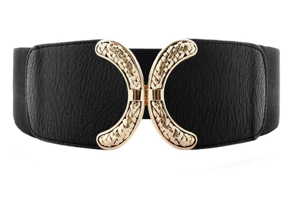 VOCHIC Wide Belt for Women 25-44 in Black | Elastic Stretch Interlock Buckle for Dress