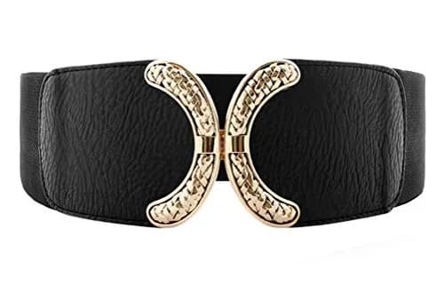 VOCHIC Wide Belt for Women 25-44 in Black | Elastic Stretch Interlock Buckle for Dress thumbnail 1
