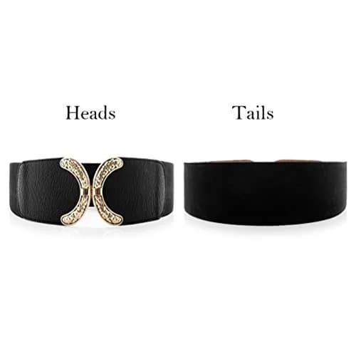 VOCHIC Wide Belt for Women 25-44 in Black | Elastic Stretch Interlock Buckle for Dress thumbnail 6