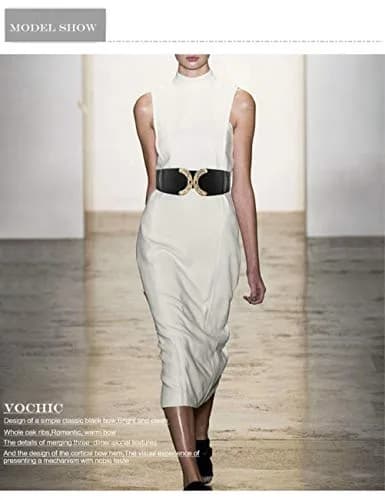 VOCHIC Wide Belt for Women 25-44 in Black | Elastic Stretch Interlock Buckle for Dress thumbnail 2