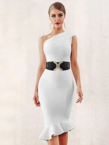 VOCHIC Wide Belt for Women 25-44 in Black | Elastic Stretch Interlock Buckle for Dress thumbnail 3
