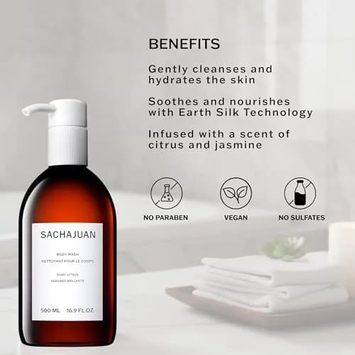 SACHAJUAN Shiny Citrus Body Wash Hydrating Cleanser 500ml (16.9 oz) | Gentle Cleansing with Earth Silk Technology thumbnail 2
