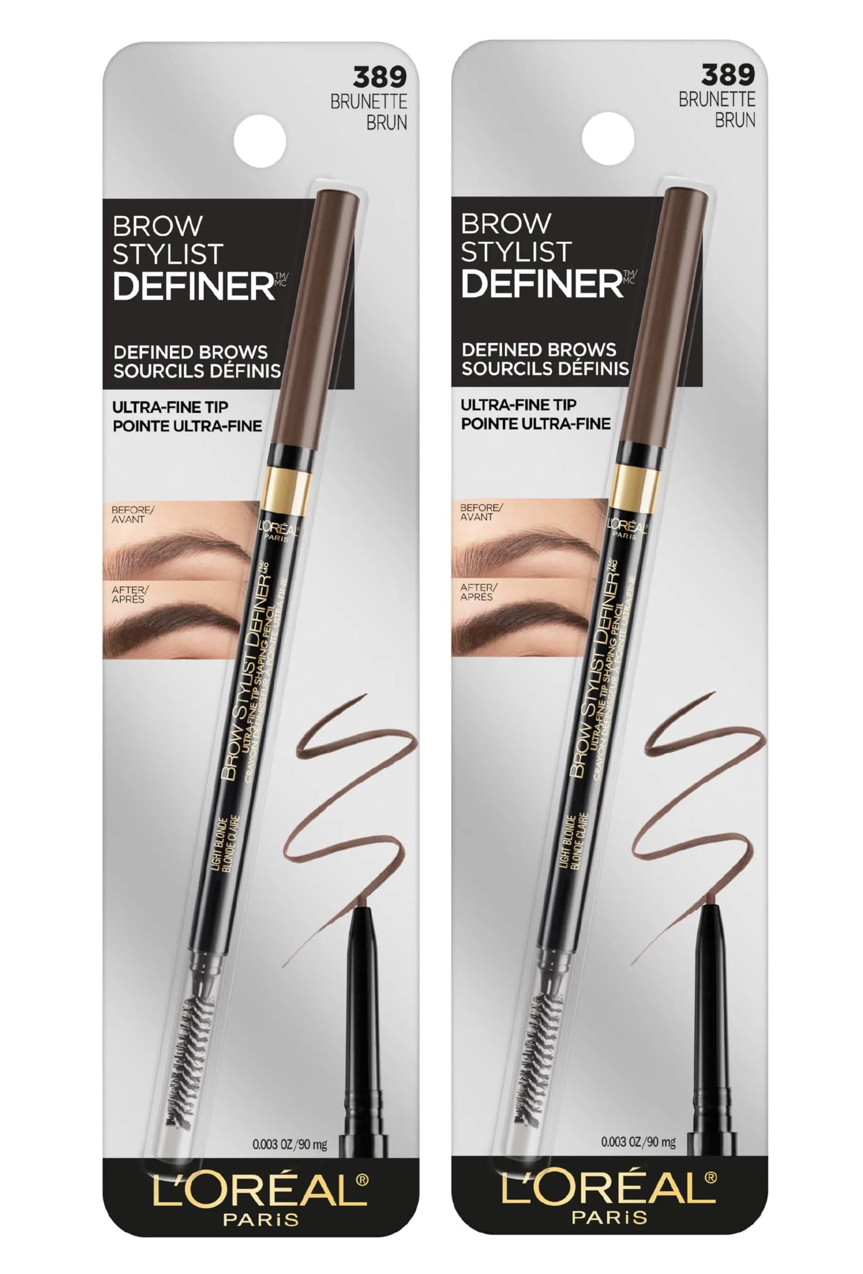 L'Oreal Paris Brow Stylist Definer Waterproof Eyebrow Pencil, Brunette, Pack of 2 - main product image