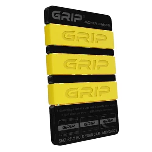 Grip Money Bands (Pack of 3) - Yellow | Secure Cash & Cards, Slim Silicone Design thumbnail 2