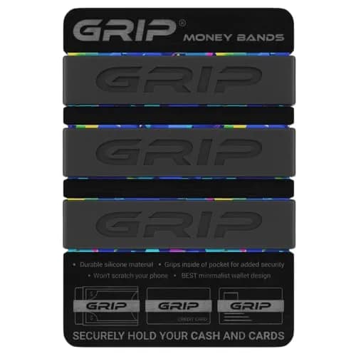 Grip Money Bands (Pack of 3, Black) | Secure Cash & Cards, Slim Silicone Design thumbnail 1